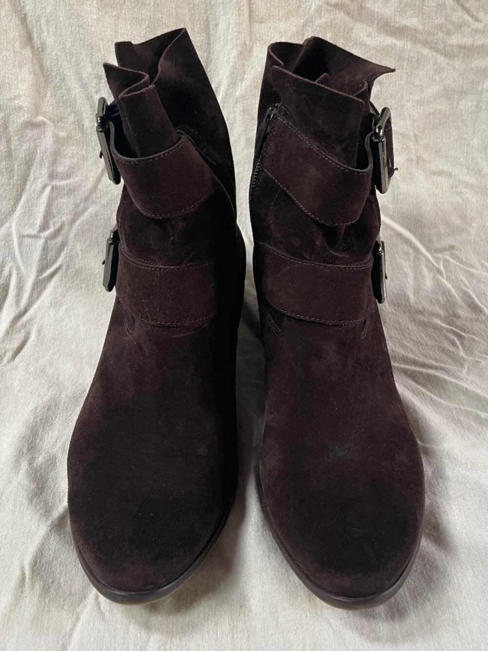 Paul Green Dark Brown Suede Buckle Ankle Boots Size 6.5